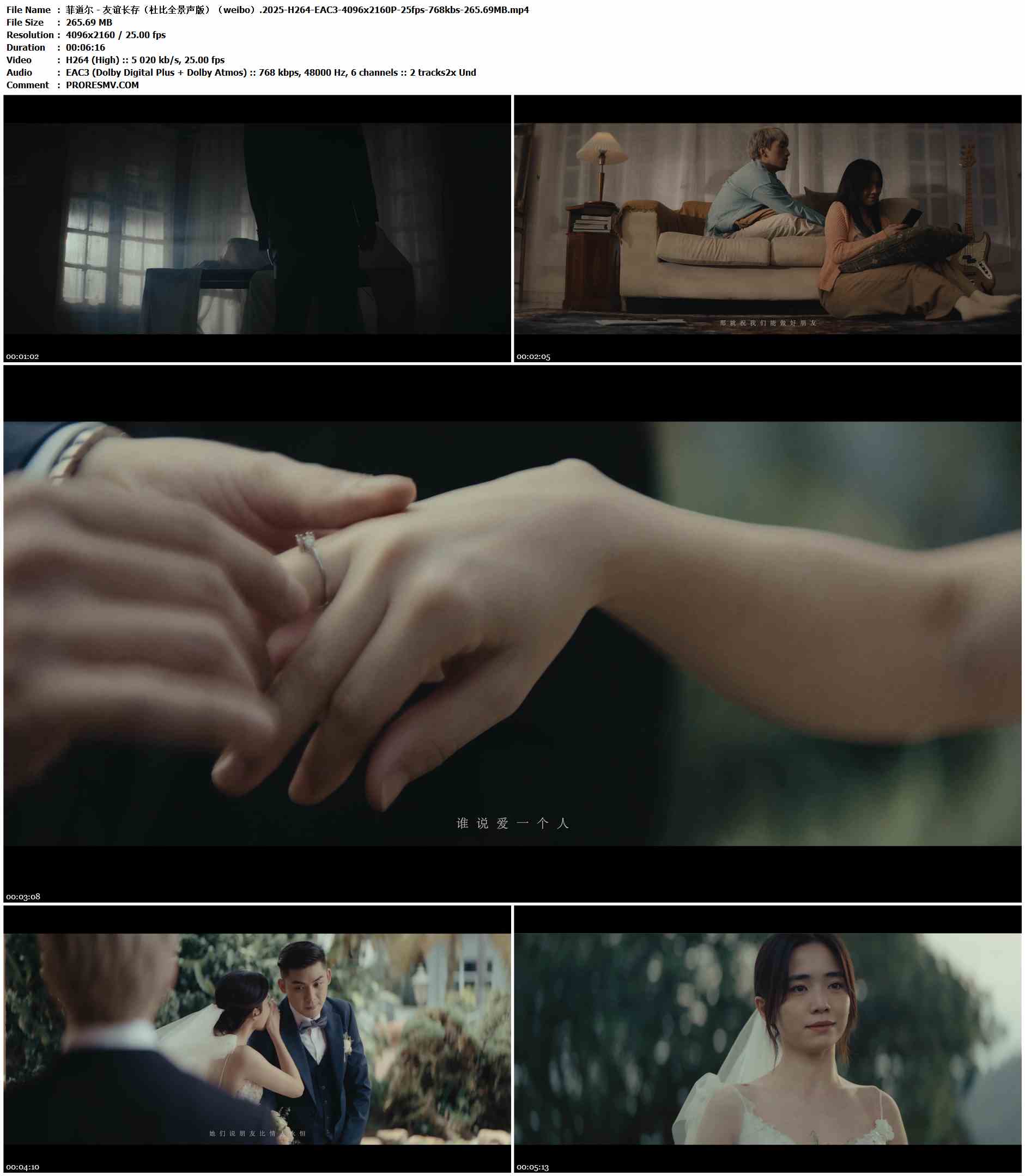 菲道尔 - 友谊长存（杜比全景声版）（weibo）.2025-H264-EAC3-4096x2160P-25fps-768kbs-265.69MB官方MV_高清MV